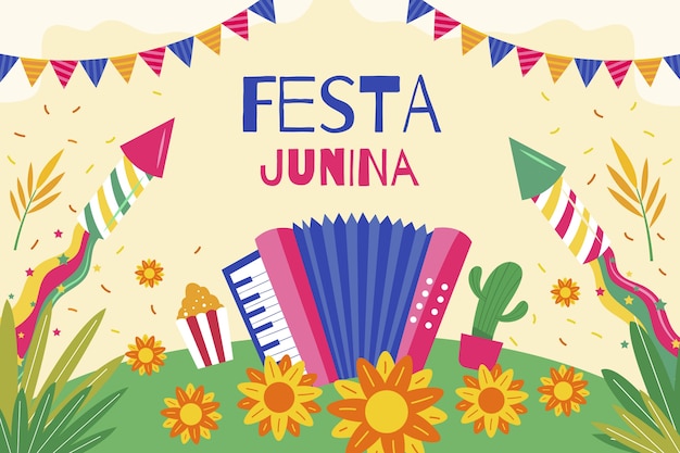 Вектор Ручной обращается фон festas juninas