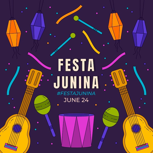 Vector hand drawn festas juninas illustration