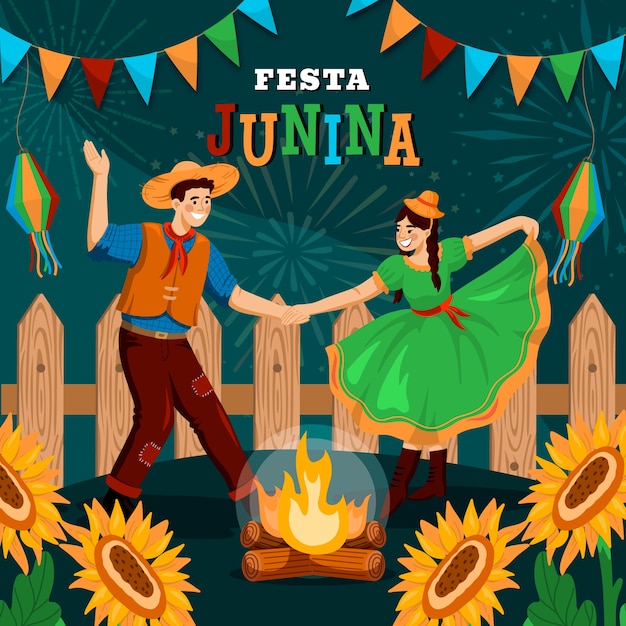 Vector hand drawn festas juninas illustration