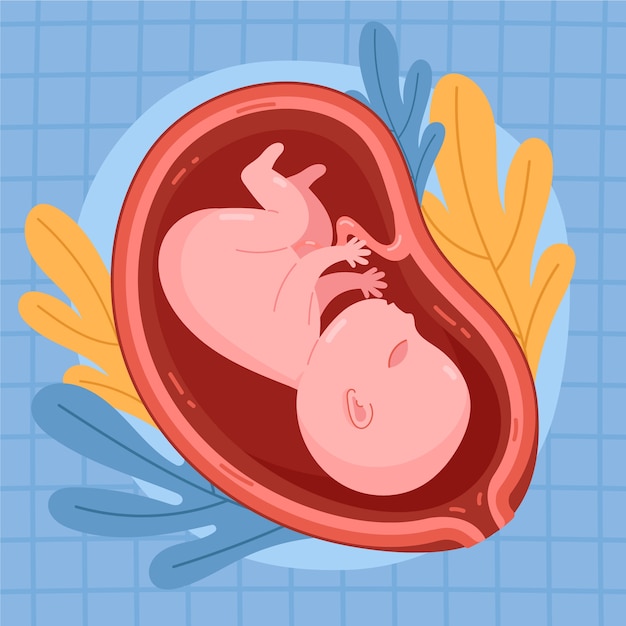 Vector hand drawn fetus illustration