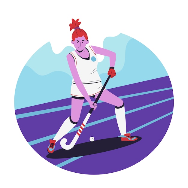 Illustrazione di hockey su prato disegnata a mano