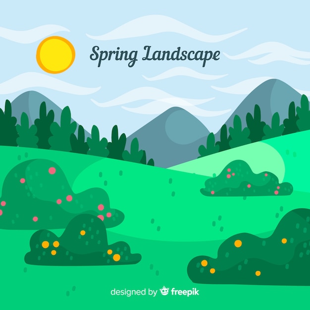 Vector hand drawn field spring background