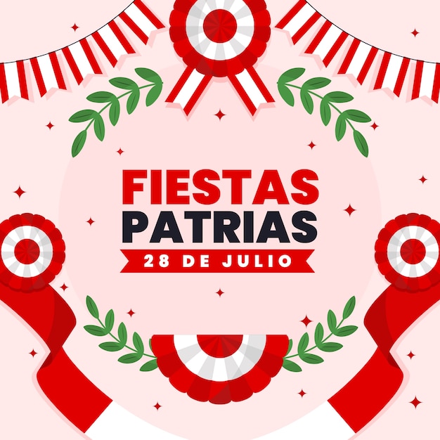 Hand drawn fiestas patrias rosette illustration