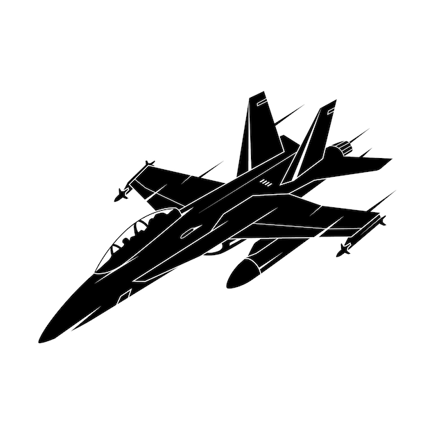 Hand drawn fighter jet silhouette