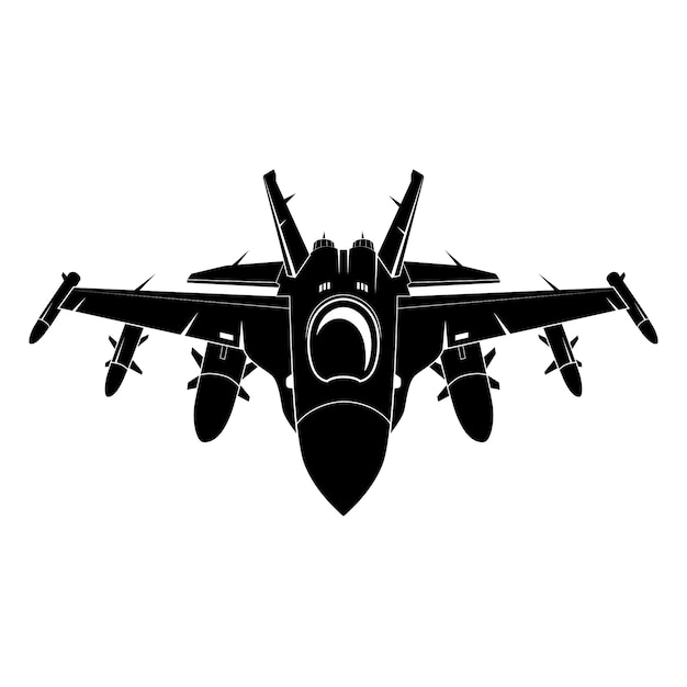 Vector hand drawn fighter jet silhouette