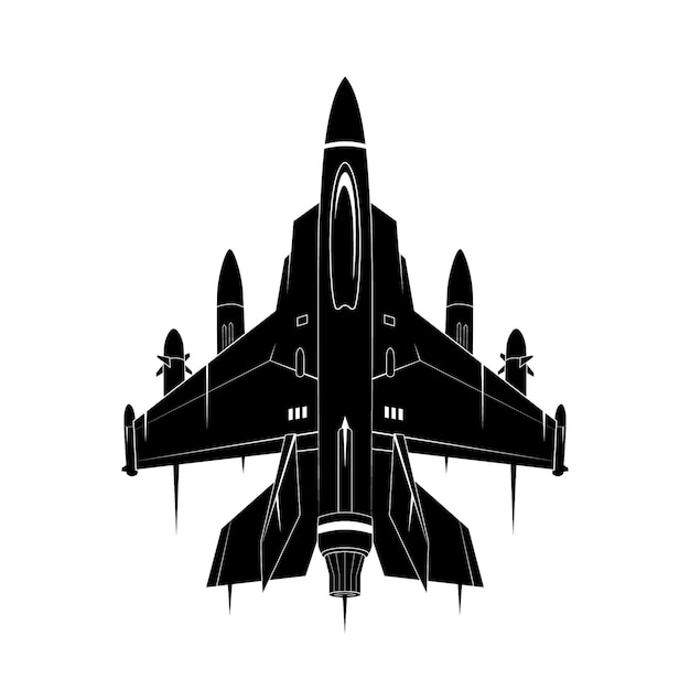 Vector hand drawn fighter jet silhouette