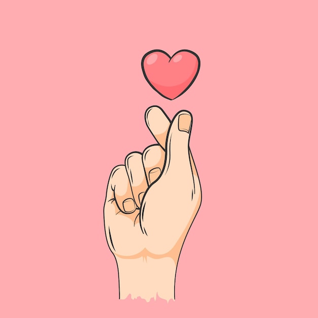 Vector hand drawn finger heart