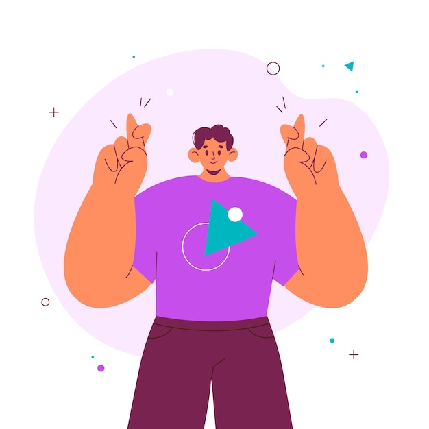 hand drawn  fingers crossed illustration