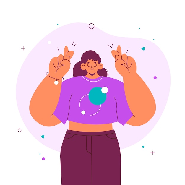 hand drawn  fingers crossed illustration