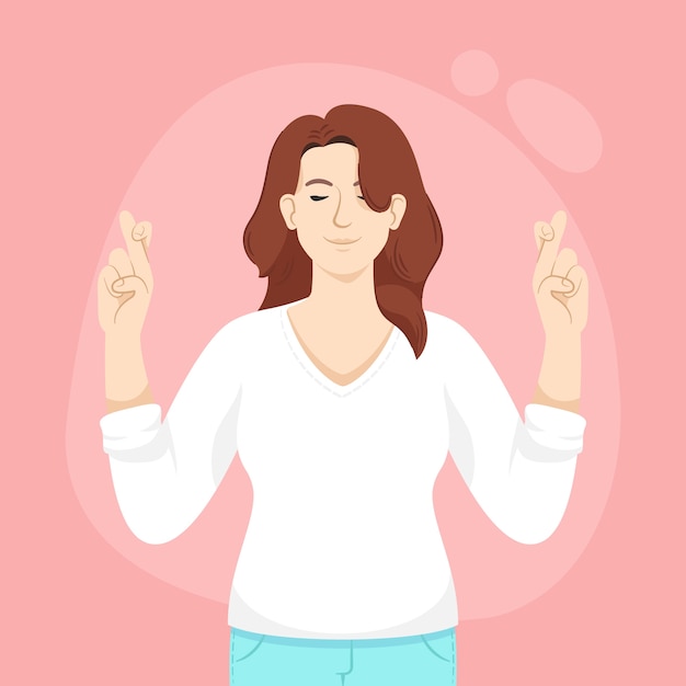 hand drawn fingers crossed illustration