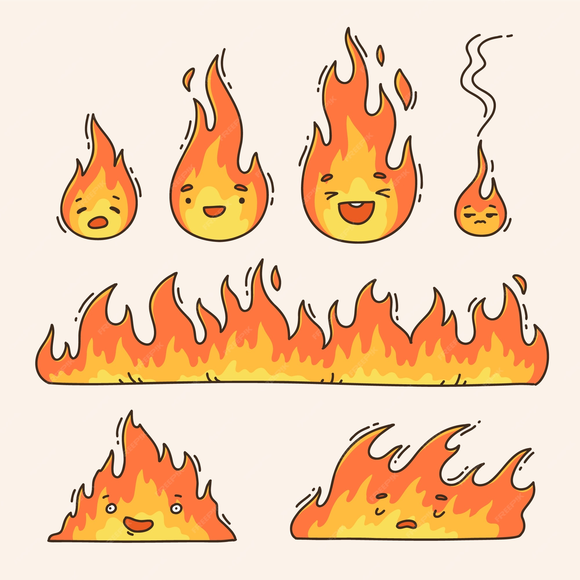 Premium Vector Hand drawn fire cartoon illustration