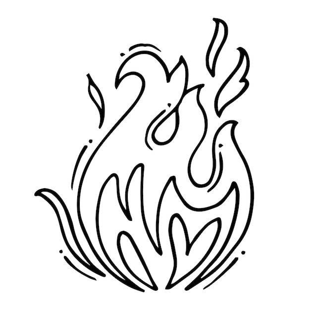 Vettore icone di fuoco disegnate a mano set di icone di fiamme di fuoco doodle disegnato a mano schizzo di fuoco disegno in bianco e nero semplice simbolo di fuoco