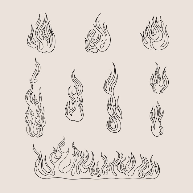 Vector hand drawn fire outline illustration