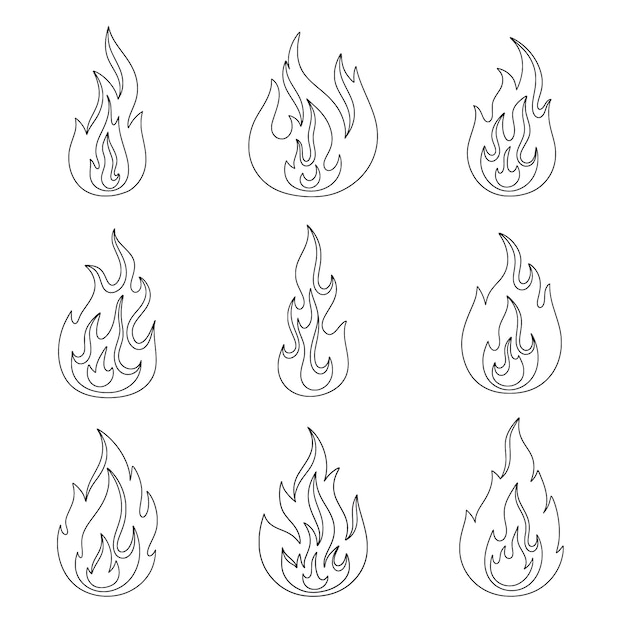 Vector hand drawn fire outline illustration