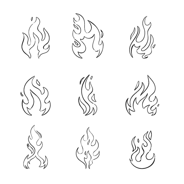 Hand drawn fire outline illustration