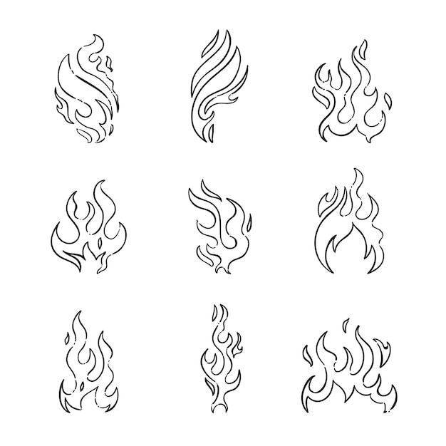 Hand drawn fire outline illustration