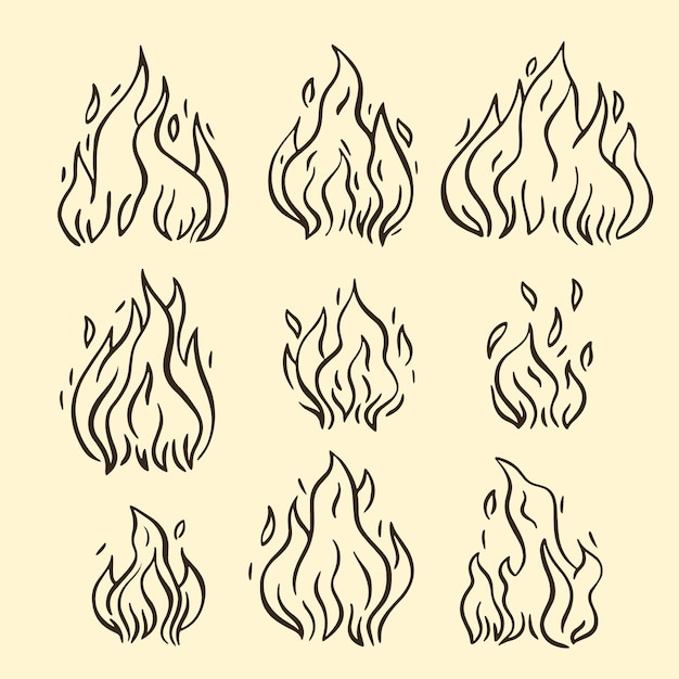 Vector hand drawn fire outline illustration