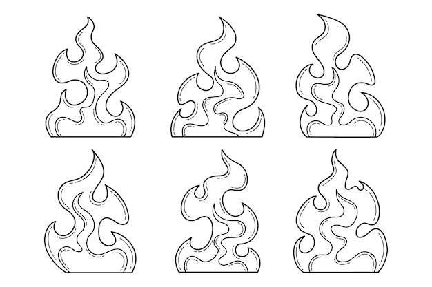 Vettore illustrazione disegnata a mano del profilo del fuoco