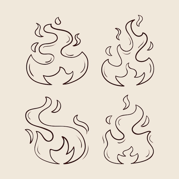 Вектор Нарисованная рукой иллюстрация контура огня