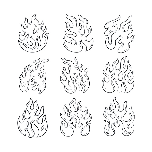 Hand drawn fire outline illustration