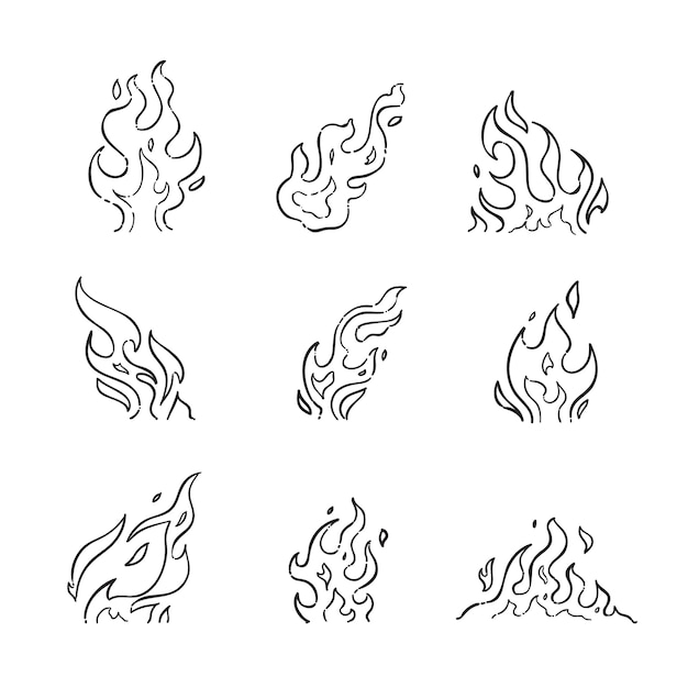 Hand drawn fire outline illustration