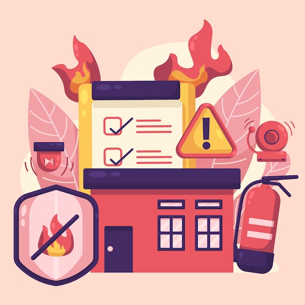 Vector hand drawn fire prevention concept