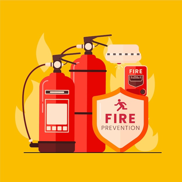 Illustrazione di prevenzione incendi disegnata a mano