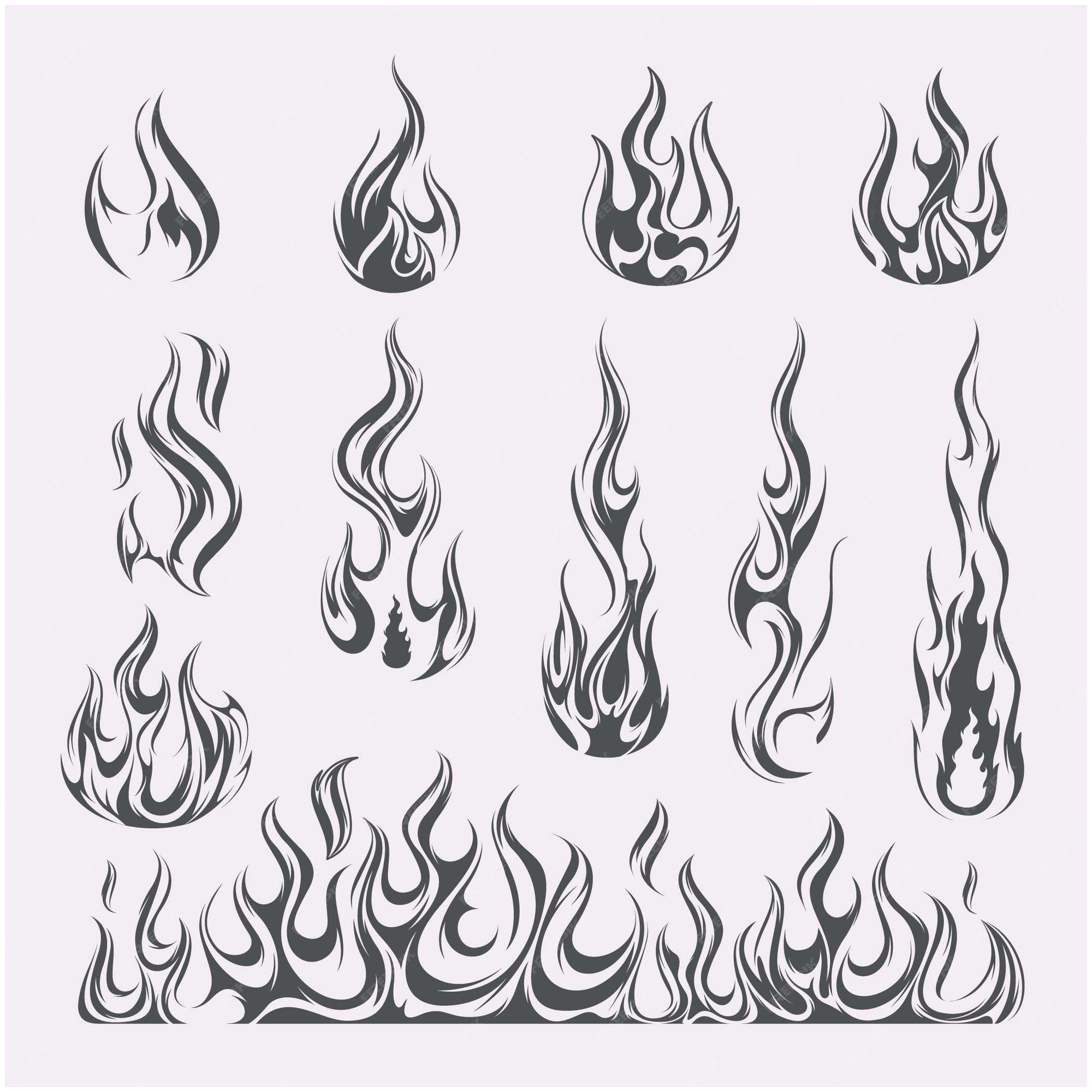 Fire flames tattoo stock illustration in 2023