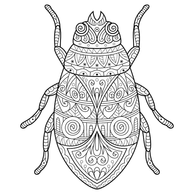 Hand drawn of firebug in zentangle style