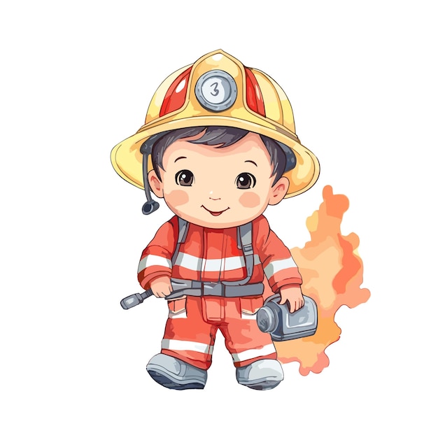 Hand drawn firefighter cartoon illustration poster or template for international firefighters day