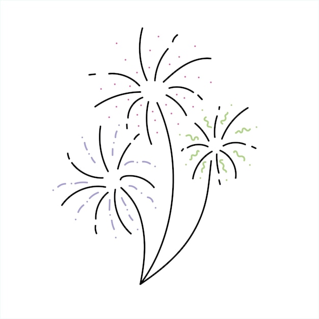 Vector hand drawn fireworks vector illustration