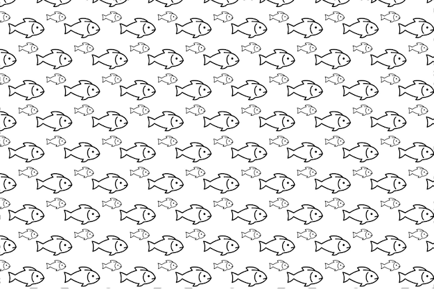 hand drawn fish doodle pattern