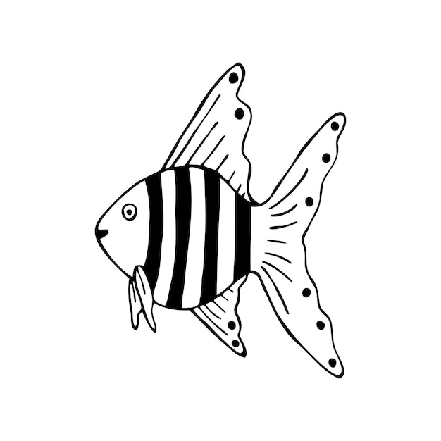 白い背景で隔離の手描きの魚