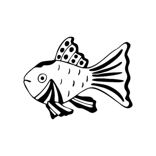 白い背景で隔離の手描きの魚