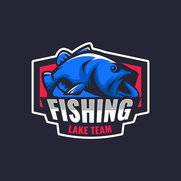 Vector hand drawn fishing logo template