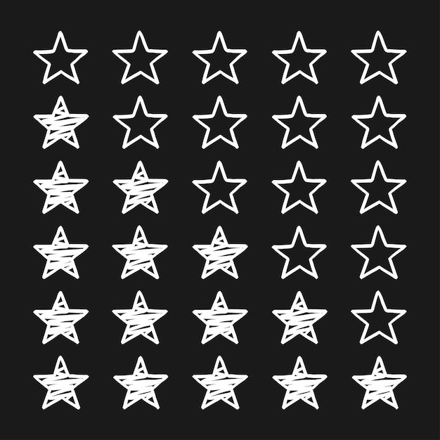 Hand drawn five star rating White black sketch Vector Illustration