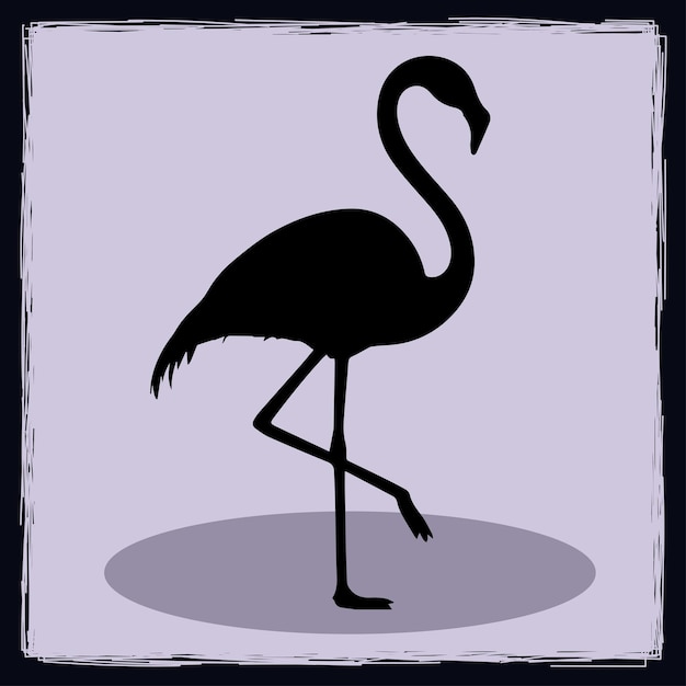 Vettore illustrazione della silhouette di flamingo disegnata a mano