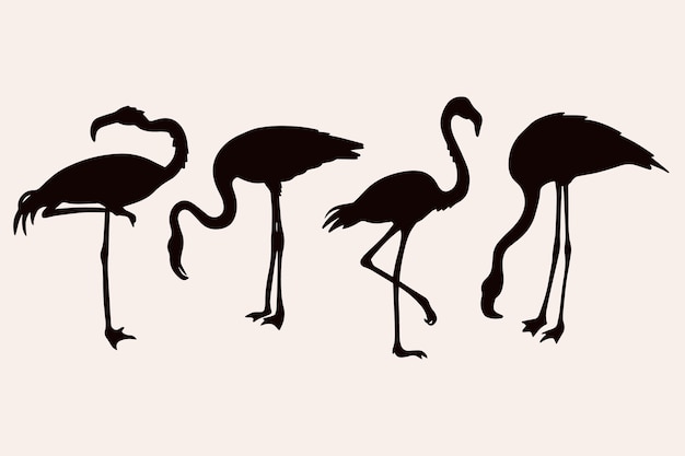 Hand drawn flamingo silhouette