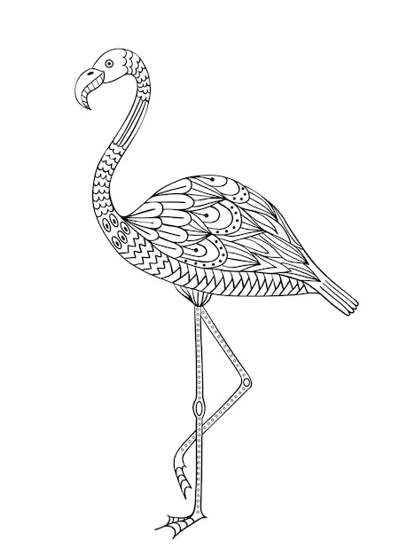 Hand drawn flamingo