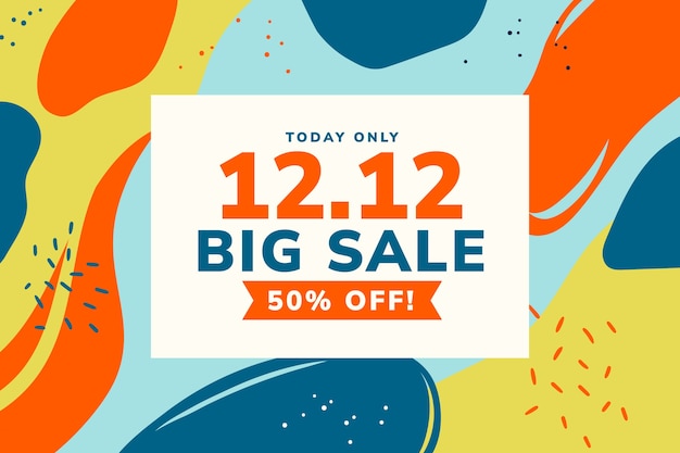 Hand drawn flat 12.12 sale background