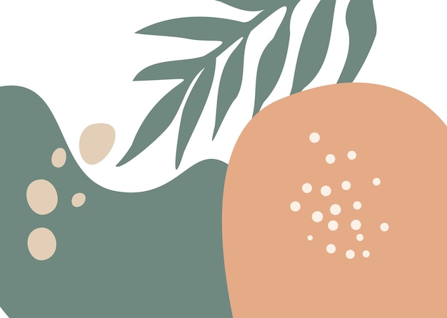 Vector hand drawn flat abstract background with leaves and organic shapes