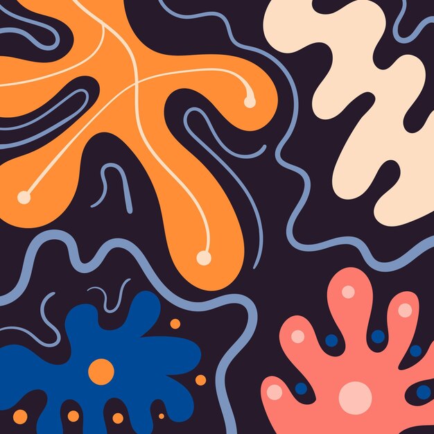 hand drawn flat abstract shapes background