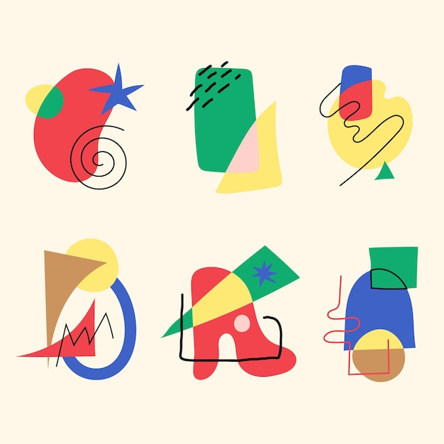 Hand drawn flat abstract shapes collection