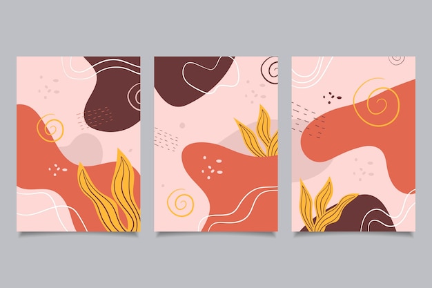 Vector hand drawn flat abstract shapes covers collection