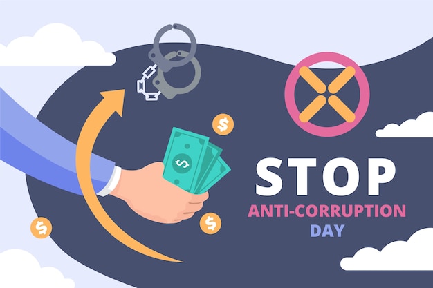 Hand drawn flat anti corruption day background