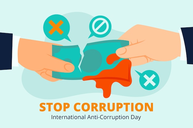 Vector hand drawn flat anti corruption day background