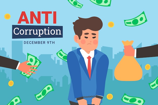 Hand drawn flat anti corruption day background