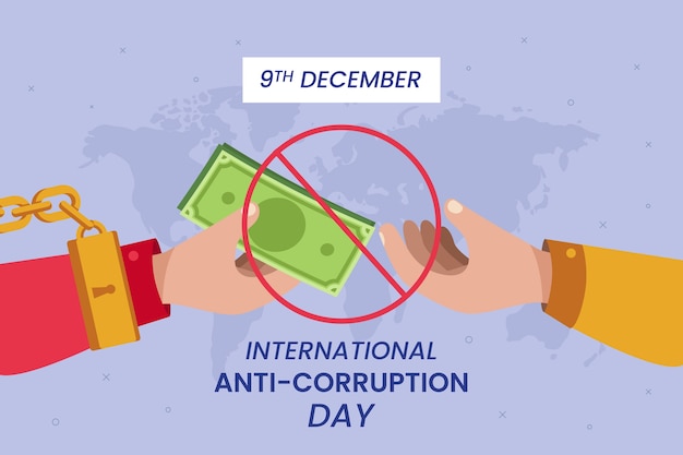 Vector hand drawn flat anti corruption day background