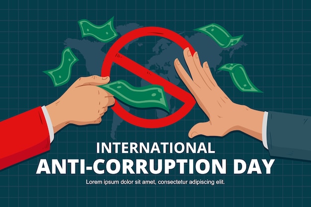 Vector hand drawn flat anti corruption day background