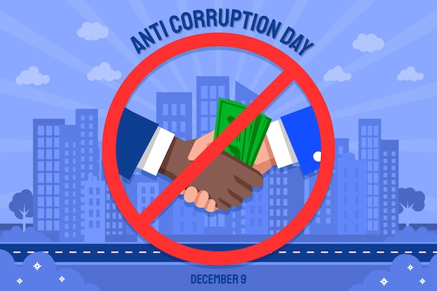 Hand drawn flat anti corruption day background